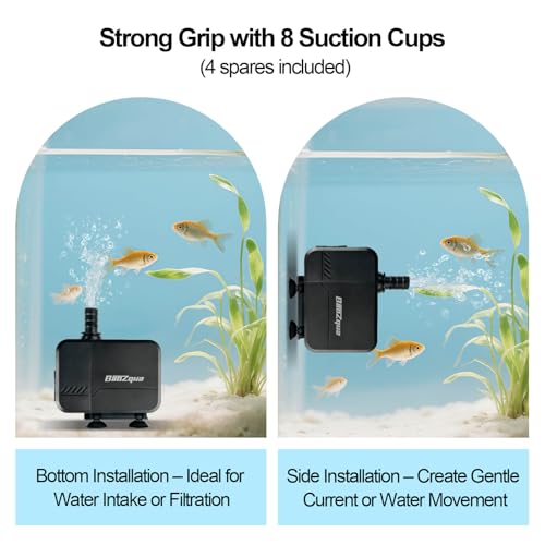 320GPH (1200L/H, 15W) Submersible Water Pump, Quiet & Energy-Efficient Fountain Pump, for Aquarium, Fish Tank, Pond, Fountain, Waterfall, Hydroponics, with 3 Nozzles and 6.6ft Power Cord - size: 320 GPH (15W)