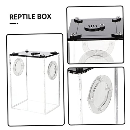 ORFOFE Reptile Breeding Box Professional Transparent Reptile Tank for Snakes Lizards Spiders and More Ventilated Acrylic Habitat with Full View Design for Easy Observation