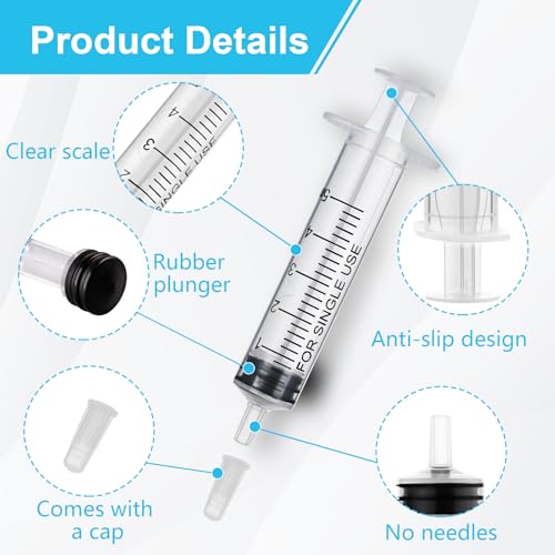 10 Pack 5ml/cc Syringe with Cap, Small Plastic Syringes without Needle, Individually Wrapped, for Liquid Oral Measurement, Scientific Lab, Colostrum Collect, Feeding Pet, Watering - style: 5ml