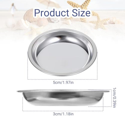 4 Pack Hermit Crab Food and Water Bowl, Small Stainless Steel Reptile Feeding Dish Bowl Mini Feeding Dishes for Hermit Crab Lizard Gecko Bearded Dragon Chameleon (2" W x 2" D x 0.4" H)