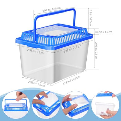 Toddmomy Portable Turtle Carrier Tank with Lid, Small Plastic Reptile Aquarium Box for Home Use and Travel, Sturdy Mini Fish Tank for Aquatic Turtles and Small Pets
