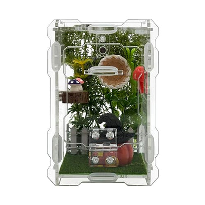 Jumping Spider Enclosure Kit - Acrylic Habitat with Magnetic Lock & Feeding Port - 5.1x3.1x3.1 inch Ventilated Terrarium for Small Pets, Jumping Spiders, Tarantula Slings, Beetles - size: 5.1 x 3.1 x 3.1 inches