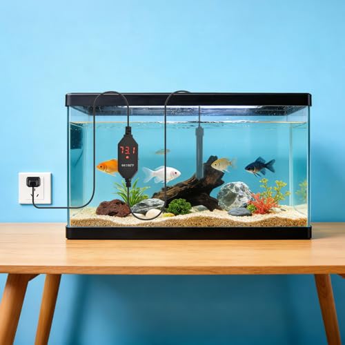YOFOTHS Mini Aquarium Heater Alumina Ceramic, 15W Digital Display Thermostat, Compact Thumb-Size Fish Tank Heater with Temperature Control for 1-3 Gallon Betta Tanks (15W) - size: 15W
