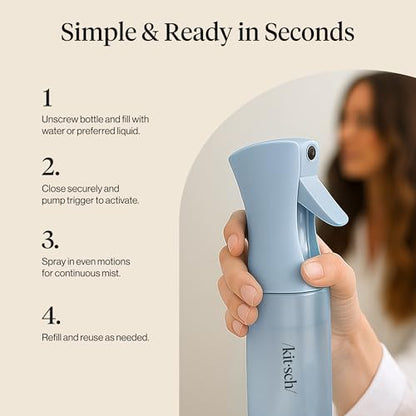 Kitsch Continuous Spray Bottle for Hair – Fine Mist Water Mister & Water Spray Bottle – Recycled Hair Spray Bottle – Spray Bottles for Cleaning, Styling, Plants & More – Haze Blue, 150ml - color: Haze Blue