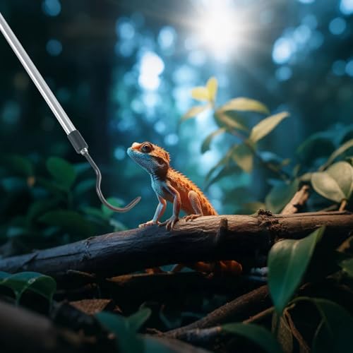 Snake Hook for Ball Python, 35"-65" Reptile Snake Hook Heavy Duty Long for Python Rattlesnakes Rattle Copperhead Removal with Sponge Grip and Stainless Steel Rubber Tip Hook - size: 35-60inch