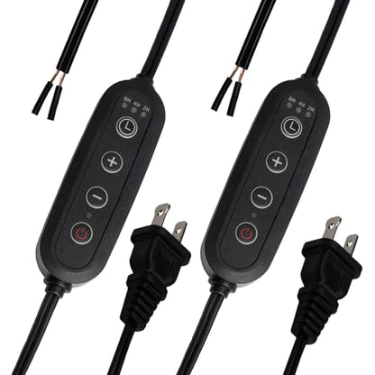 2Pack Plug-in Dimmer 110-120V Timer Switch Wire for Grow Lights Aromatherapy Diffuser 2H/4H/8H Dimmer Inline Lights Switch for Incandescent/Halogen Bulb Table or Floor Lamp