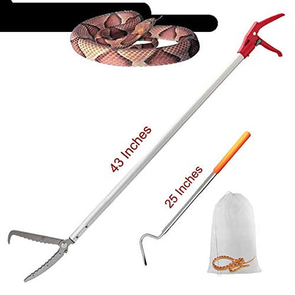 Snake Tong Rattle Snake Reptile Catcher Grabber,with Wide Jaw and Comfortable Grip Handle, Handling Tool Equipped with Snake Hook and Bagging,More Professional (43 Inch（110cm）) - style: 43 Inch（110cm）