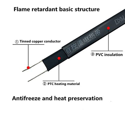 DC 12V~14V Heat Cable Car Truck Use Water Pipe Heater For RV Anti-Freeze Self-regulating Pipe Heat Cable (6.5ft) - style: 6.5ft