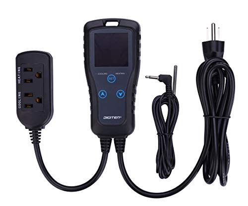 DIGITEN Temperature Controller DTC102 2-Stage Temperature Controlled Outlet Heat Mat Thermostat 110V Plug-in Reptile Thermostat