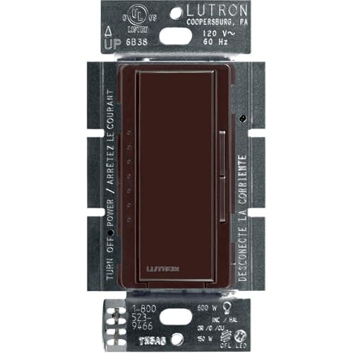 Lutron Maestro LED+ Dimmer Switch for Dimmable LED, Halogen and Incandescent Bulbs, 150W/Single-Pole or Multi-Location, MACL-153M-BR, Brown - color: Brown, size: 1 Pack, style: Dimmer