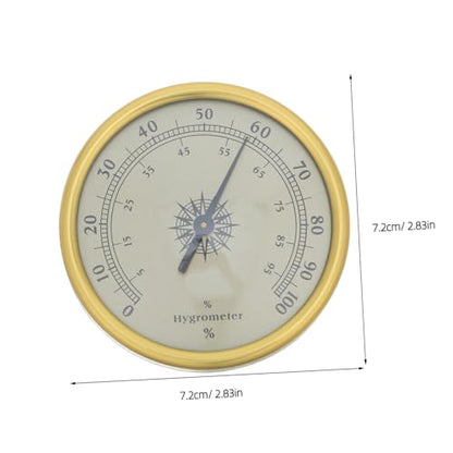 Golden Round Hygrometer 72mm Analog Humidity Gauge with Glass Face Stainless Steel High Accuracy for Terrarium and Indoor Humidity Monitoring