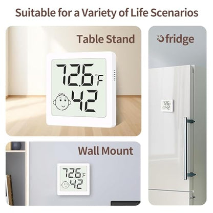 Mini Humidity Meter Hygrometer 12 Pack Room Thermometer Indoor Digital Temperature and Humidity Monitor for Home House Office Garden and Cellar - style: Style A-White-12pcs
