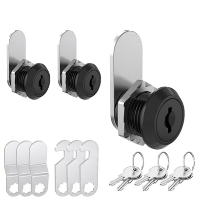 3 Pack Cabinet Locks with Key, Cam Lock 5/8" Mailbox Lock Keyed Alike, Locks with Keys for Cabinets, Secure Drawer Mailbox Toolbox RV Storage Door, Zinc Alloy - size: 3 Pack 5/8 Inch Black