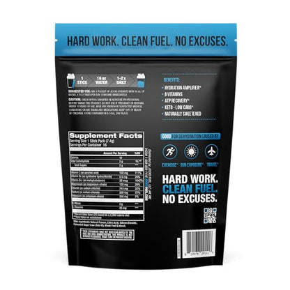 Jocko Fuel Hydrate Electrolytes Powder Packets Bundle Lemon Lime and Blue Raspberry - Hydration Amplifier Packets for Recovery, Dehydration, & Exercise - with Vitamins B6, B12 & C (32 Packets)