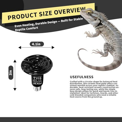 100W Reptile Heat Lamp(2 Packs)-Ceramic Heat Emitter for Reptiles Amphibian Pet Brooders Chicken Incubation, and Terrariums Turtle Lizard Bearded Dragon Snake E26 - size: 100W