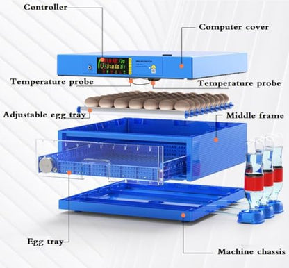 192 Eggs Automatic Chicken Incubators, Farm Poultry Hatcher Machine, LED High-Efficiency Automatic Egg Turning & Temperature Control, for Hatching Chicken Duck Goose Birds - color: 192 Eggs