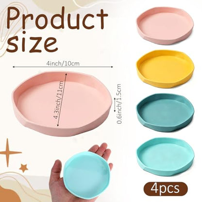 4PCS Reptile Food Dish, Round Plastic Reptile Water Bowl, Reusable Escape Proof Reptiles Feeding Dish for Lizards, Geckos, Bearded Dragons, Chameleons, Hermit Crabs, and Other Small Reptiles