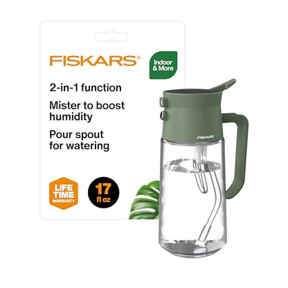 Fiskars 2-in-1 Mist & Pour Watering Can, Space Saving Glass Plant Mister with Thumb Pump Sprayer and Spout for Indoor Plants, Boost Humidity & Soak Roots of Houseplants, 17 oz, Modern Décor Style - size: Mist/Pour Combo