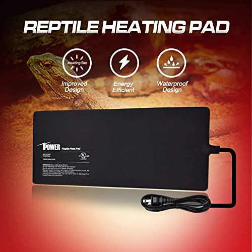 iPower Reptile Heat Pad Under Tank Terrarium Warmer Heating Mat for Turtle, Lizard, Frog, Snake, Reptile, and Other Small Animals, 8X18 Inch, 24W, 2 Pack - size: 8 X 18 Inch, style: 2 Pack