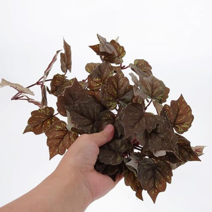 PRETYZOOM Artificial Hanging Plant for Reptile Tank with Suction Cup, Fake Decorative Leaves Pendant for Amphibian Habitat, Terrarium Ornament for Snakes Lizards Frogs Geckos