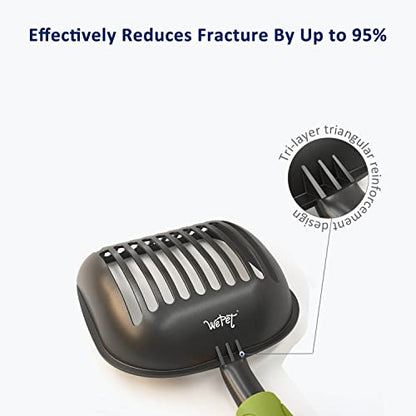 WePet Cat Litter Scoop, Non-Stick Plated Aluminum Alloy Sifter, Kitty Durable Metal Scooper, Deep Shovel, Long Handle, Kitten Pooper Lifter, Size Large, Coated Black Body with Green Handle - color: #03 Green, size: Large