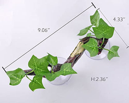 IBWell Resin Reptile Corner Branch Terrarium Plant Decoration with Suction Cup for Amphibian Lizard Snake Climbing Ornament - style: vine branch