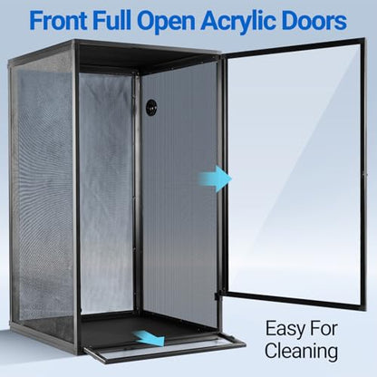 REPTI ZOO 120 Gallon Reptile Terrarium - Aluminum Screen Cage Open Air Foldable Tank for Bearded Dragon, Snake and More
