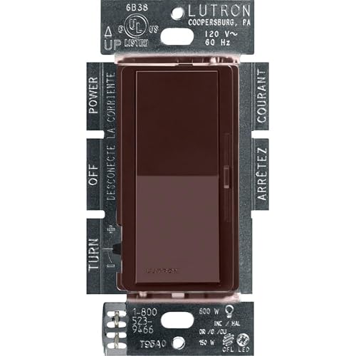 Lutron Diva LED+ Dimmer Light Switch for Dimmable LED, Halogen, and Incandescent Bulbs, 150 Watt, Single-Pole or 3-Way, DVCL-153P-BR, Brown - color: Brown, size: 1 Pack, style: Diva Dimmer