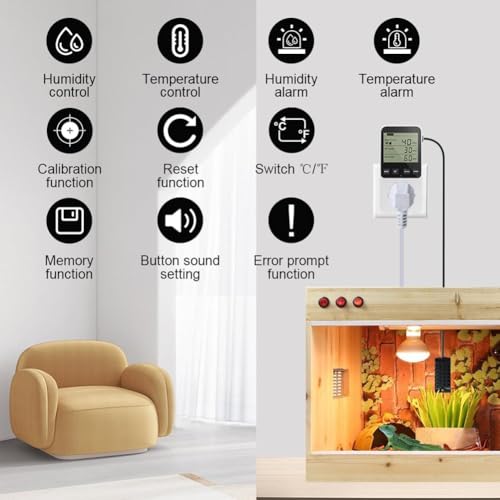 Humidity Controller Outlet 16A Direct Output Hygrometer Humidity Control Switch Humidity Sensor 20-95% US Plug