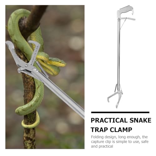 Totority Stainless Steel Snake Grabber, 30-Inch Folding Capture Clamp with Lock, Lightweight and Multi-Functional for Home Use, Silver
