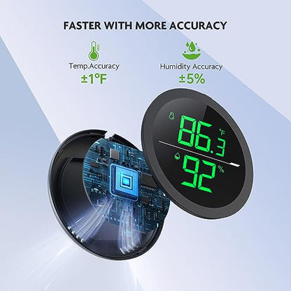 PAIZOO LED Digital Reptile Thermometer and Humidity Gauge Hygrometer for Snake Tank Accessories - USB Power - Black