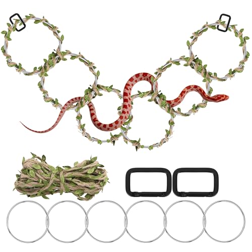 1+1 Big Snake Enrichment Rings for Ball Python, Climbing Toys for Corn Snake Enrichment Toys Snake Climbing Accessories for Terrarium, Bearded Dragon, Chameleon,Iguana,Gecko,Lizard, Parrot-（Big-4.7in） - size: Large-4in