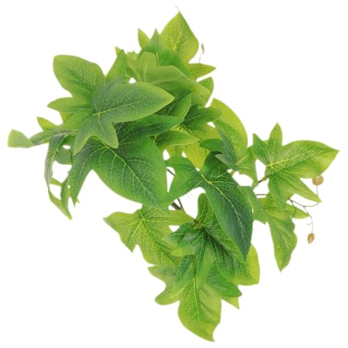 Hemoton Artificial Hanging Plant Ornament for Reptile Terrarium with Suction Cup, 23-Leaf Fake Greenery Decoration for Amphibian Habitat and Indoor Tank Supplies