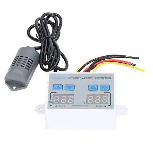 Digital Temperature Humidity Controller | Intelligent Thermostat Switch 12V 220W | Dual Display for Greenhouse / Reptile Enclosure / Incubator | PC ABS Fireproof Shell