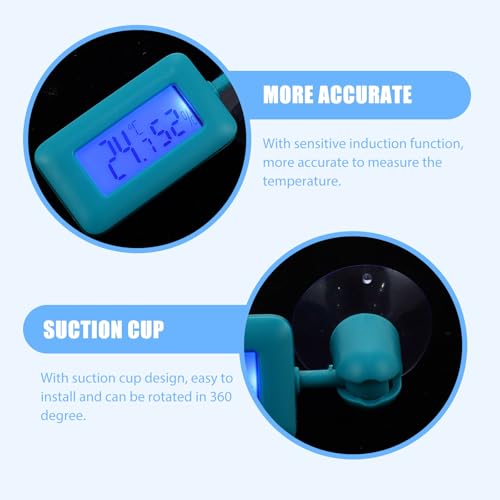 Digital Reptile Thermometer with 360° Rotary Night Light and Suction Cup, Green Mini Hygrometer for Leopard Gecko and Bearded Dragon Tank Temperature Monitoring