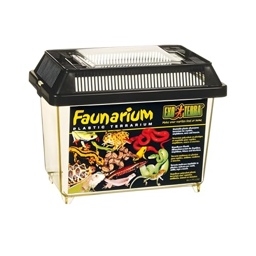 Exo Terra Faunarium Small PT2255 – Plastic Reptile Terrarium and Transport Container for Lizards, Spiders & Amphibians - size: Small