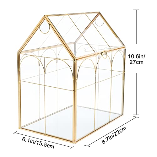 HighFree Geometric Plant Terrarium with Lid, House Succulent Terrarium Kit for Display, Air Plants, Succulents, Home Tabletop Miniature Terrarium, Not Airtight or Waterproof (Gold) - color: Gold
