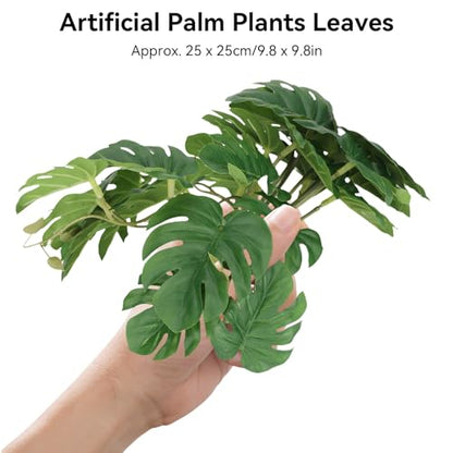 Reptile Plants Artificial Plants Terrarium Plants Decor with Suction Cup Amphibian Habitat Accessories Reptile Hide Decor Rainforest Ground Plant Fish Tank Aquarium Monstera Terrarium Decor