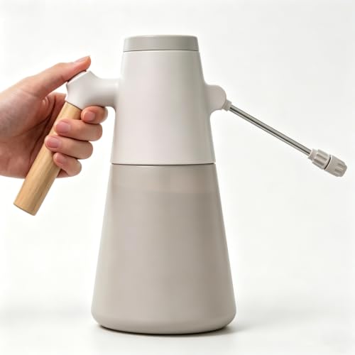 1.4L Electric Spray misting Bottle，Water Sprayer in Lawn and Garden, Outdoor Plants，Cleaning，Weeding; 180° Adjustable Long Nozzle; 2 Spray Modes; Battery Powered; Wood-Grain Handle