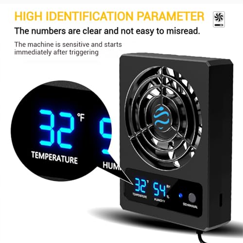 Reptile Ventilation Fan with Humidity Control & High Temp Alarm, Smart Hygrometer for Bearded Dragon, Leopard Gecko, Snake Tank – Quiet Fan with Dual LED Display for Reptile Enclosure - size: Single fan