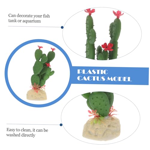 TOYANDONA Artificial Plastic Cactus Decoration for Fish Tank Low Maintenance Simulated Plant Ornament for Aquariums Reptile Terrariums Decor