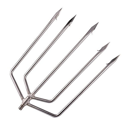 Cyfie 5/7 Prong Fishing Harpoon, Stainless Steel Gig Gaff Hook with 8mm Screw, Harpoon Hook for Hunting Fish Flounder Frog Gig in Pond River Lake, Capable for Fishing Gaff Gig Pole - color: 5 Prong with 8mm screw