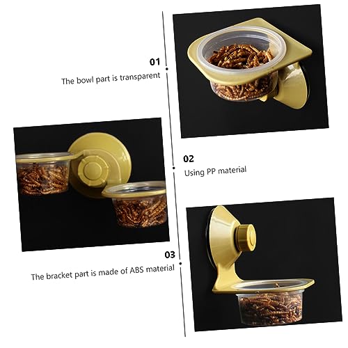 DOITOOL 3sets Reptile Food Dish Feeder Pp Abs Wall-Mounted for Lizards Geckos 2pcs*3 - color: Goldenx3pcs, size: 5.5x3cmx3pcs