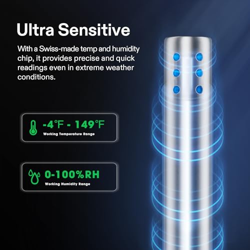 VIVOSUN Temperature & Humidity Sensor Probe, Waterproof Stainless Steel Environmental Monitoring Probe for GrowHub Controller E42/E42A/E42A+, AeroLab THB1/THB1S, 12ft
