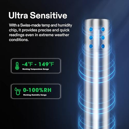VIVOSUN Temperature & Humidity Sensor Probe, Waterproof Stainless Steel Environmental Monitoring Probe for GrowHub Controller E42/E42A/E42A+, AeroLab THB1/THB1S, 12ft