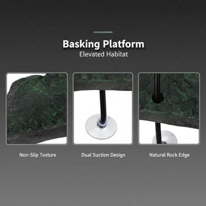 Turtle Basking Platform, Large Floating Adjustable Pier, Reptile Ramp for Aquatic Tank, Resin Rock with Suction Cups, Non-Slip for Climbing Turtle, Frog, Newt, 11 X 4.7 in