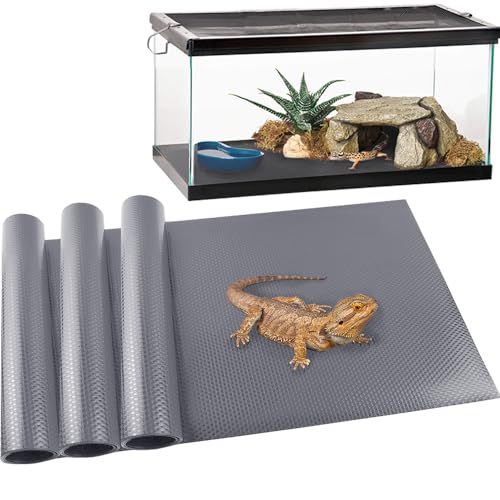 Reptile Carpet,Bearded Dragon Tank Accessories,Reptile Mat, Leopard Gecko Substrate,Bearded Dragon Tank Flooring,Snake,Tortoise Bedding(18" × 79 ", 3 PCS Grey Thicker Mat) - color: Grey 18"×79", size: 3 PCS