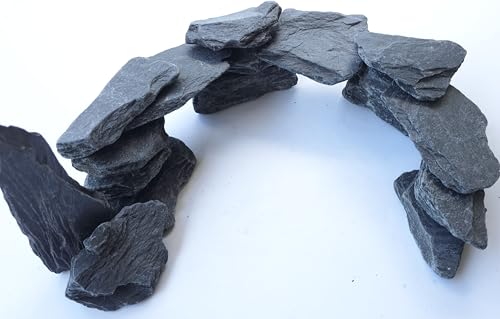 Natural Slate Stone 3 to 5 Inches - USA Sourced and Packaged for Aquascaping Aquariums, Terrariums, Paludariums, Reptiles, Wargaming, Model Railroads, Miniature Gardens, Mosaic Art (12lbs) - size: 12 Pounds