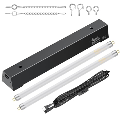 Pawfly T5 Reptile Light Combo Kit with 2 UVB Tubes, 10.0 UVB Light Fixture with Terrarium Hood and 8W Light Tubes for Bearded Dragon, Desert & Tropical Terrariums