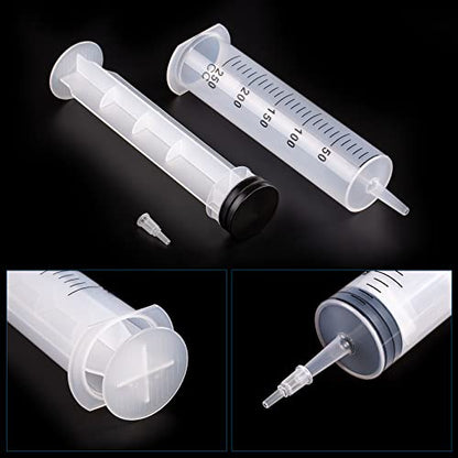 SHAOTONG 250ml Syringe with 2Pcs 40 Inch Tube and Tip Adapter, for Feeding Pets, Liquid Refilling, Drawing Oil Fluid - size: 250ML/CC